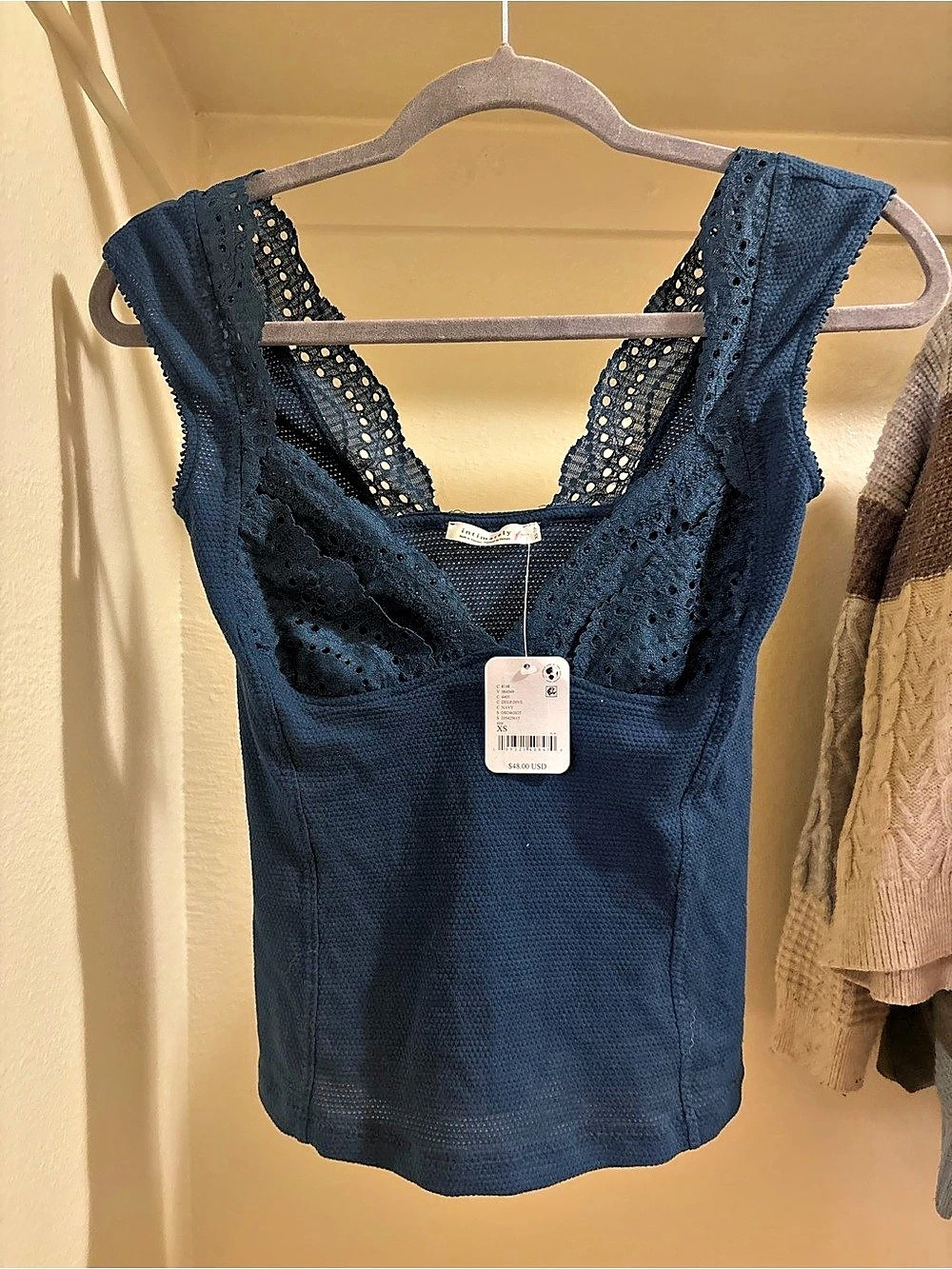 Intimately Free People Lace Detail Tank Top in Blue - Picture 1 of 2
